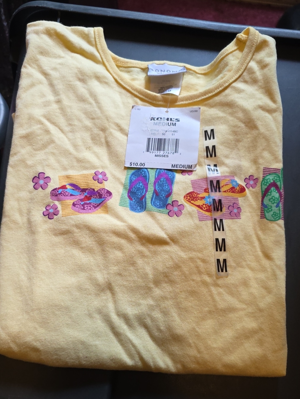 Sonoma Yellow T-Shirt with Multicolor Flip-Flop Print